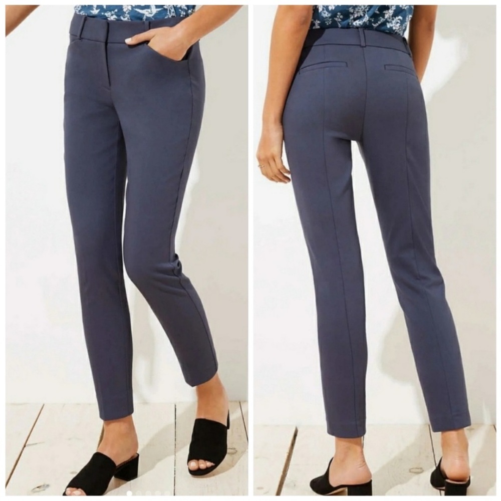 LOFT Julie Skinny Fit Ankle Pants in Plum - Picture 4 of 16